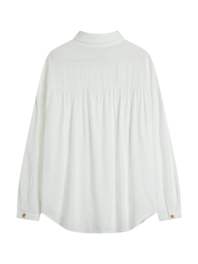 Cleo Semi Transparent Button Down Shirt IVORY - DAG-DD9482-22MochiIvoryF - Marshmallow White - F - D'ZAGE Designs