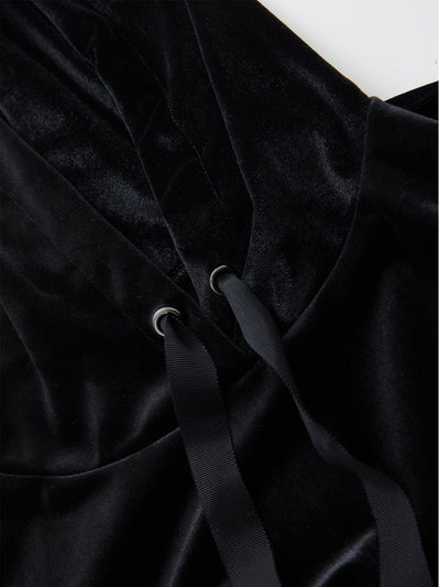 Cropped Velvet Hoodie - DAG-DD8895-21BlackF - Black - F - D'ZAGE Designs