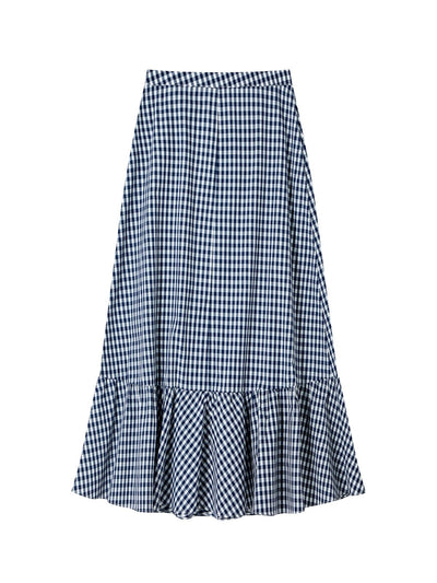 Kassidy Wrap Midi Skirt NAVY - DAG-DD8721-21ClassicNavyS - Blue White Checkers - S - D'ZAGE Designs