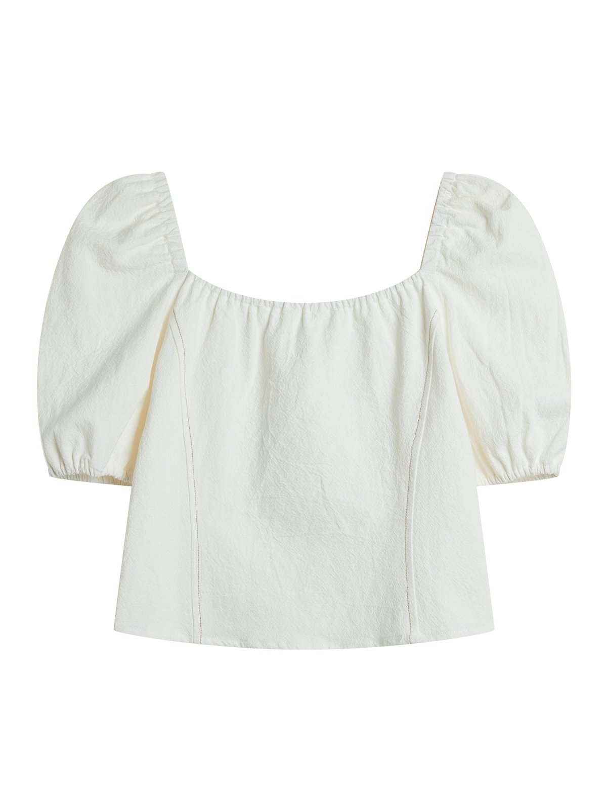 Kyla Square Neck Contrast Line Top - DAG-DD9500-22MochiIvoryF - Mochi Ivory - F - D'ZAGE Designs