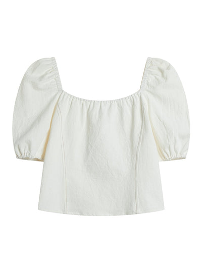 Kyla Square Neck Contrast Line Top - DAG-DD9500-22MochiIvoryF - Mochi Ivory - F - D'ZAGE Designs