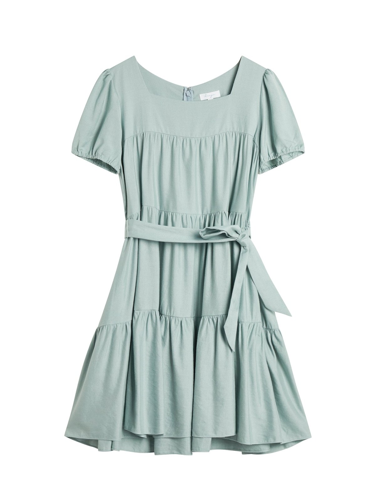 Harriet Tiered Puff Sleeve Dress - DAG-DD9448-22LtGreenF - Mint - F - D'ZAGE Designs