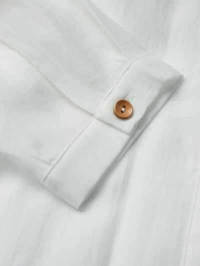 Cleo Semi Transparent Button Down Shirt IVORY - DAG-DD9482-22MochiIvoryF - Marshmallow White - F - D'ZAGE Designs