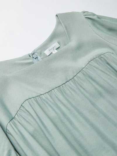 Harriet Tiered Puff Sleeve Dress - DAG-DD9448-22LtGreenF - Mint - F - D'ZAGE Designs