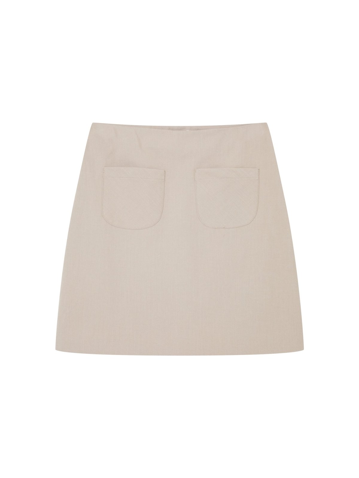 Pocket Detail Mini Skirt - DAG-DD8896-21CreamS - Beige - S - D'ZAGE Designs