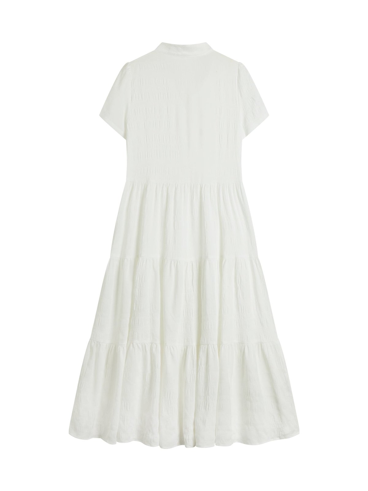 Skye Tiered Button Front Midi Dress - DAG-DD9150-22IvoryF - Mochi Ivory - F - D'ZAGE Designs