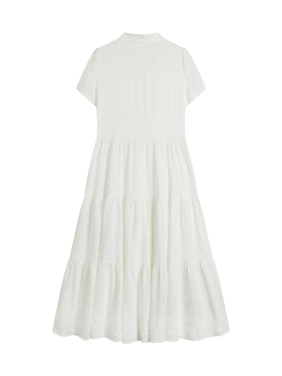 Skye Tiered Button Front Midi Dress - DAG-DD9150-22IvoryF - Mochi Ivory - F - D'ZAGE Designs