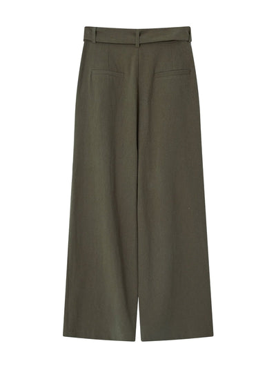 Belted Wide Leg Pants FOREST - DAG-DD8811-21ForestS - Matcha Green - S - D'ZAGE Designs