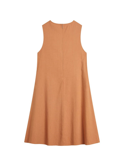 Essential A-Line Sleeveless Mini Dress - DAG-DD9145-22BrickredF - Sunset Orange - F - D'ZAGE Designs