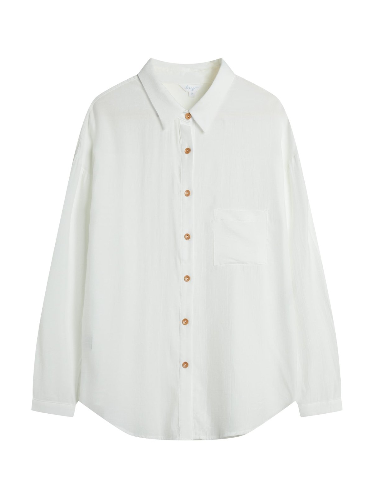Cleo Semi Transparent Button Down Shirt IVORY - DAG-DD9482-22MochiIvoryF - Marshmallow White - F - D'ZAGE Designs