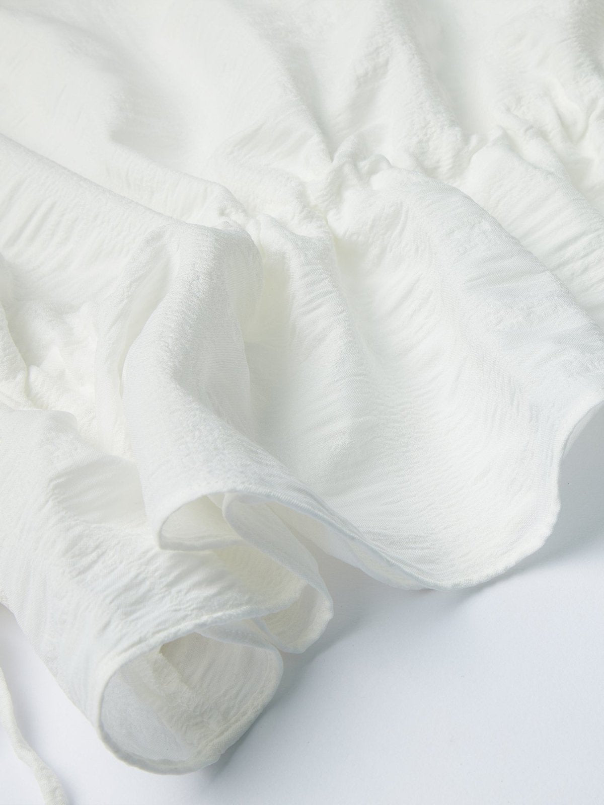 Jean Flutter Sleeve Tie Waist Top - DAG-DD9501-22MochiIvoryF - Marshmallow White - F - D'ZAGE Designs