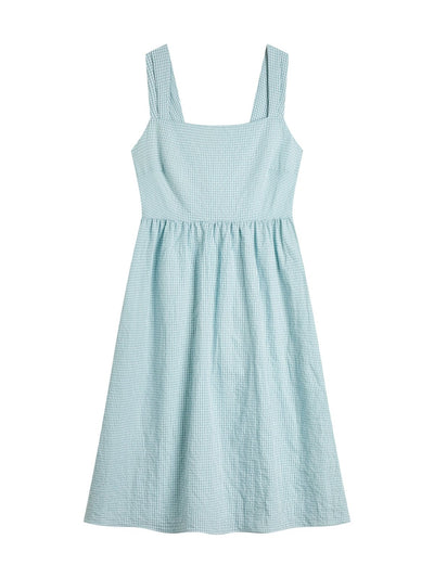 Lola Tie Back Mini Dress - DAG-DD9339-22LtGreenGinhamF - Mint White Checkers - F - D'ZAGE Designs