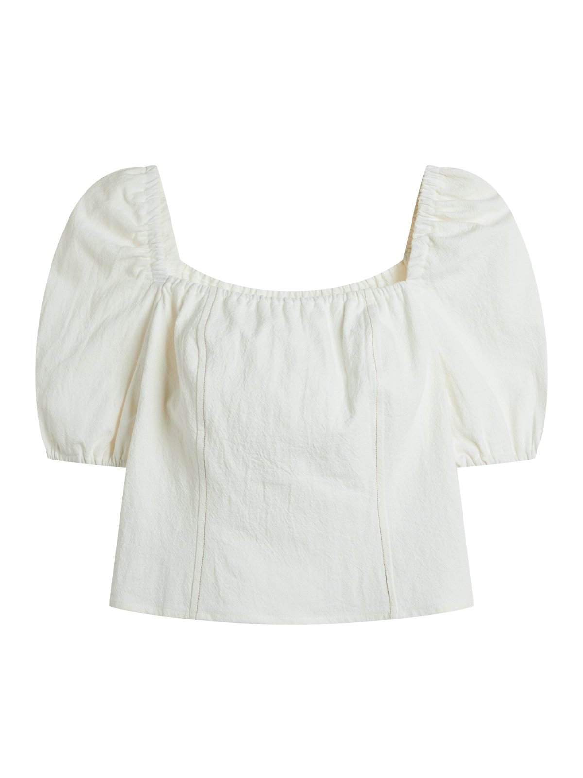 Kyla Square Neck Contrast Line Top - DAG-DD9500-22MochiIvoryF - Mochi Ivory - F - D'ZAGE Designs