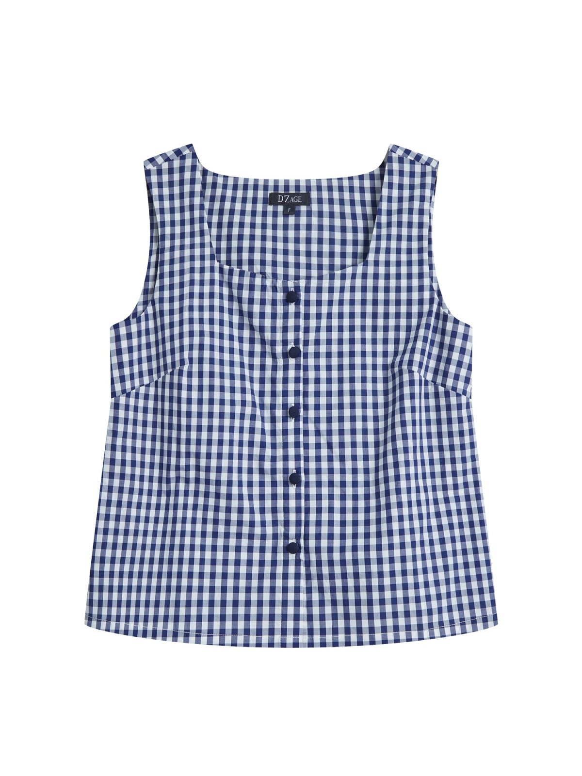 Checkered Button-up Top CLASSIC NAVY - DAG-DD8512-21ClassicNavyF - Blue White Checkers - F - D'ZAGE Designs