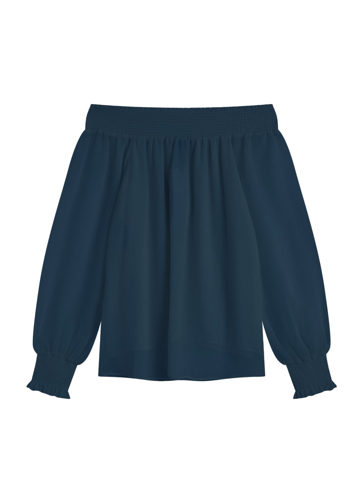 Long Sleeves Elastic Off-Shoulder Top NAVY - DAG-DD7846-21navyS - Navy Blue - S - D'ZAGE Designs