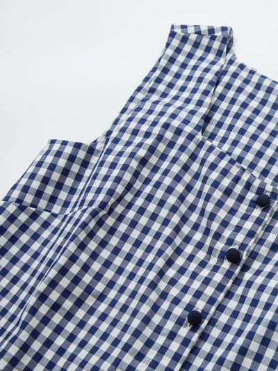 Checkered Button-up Top CLASSIC NAVY - DAG-DD8512-21ClassicNavyF - Blue White Checkers - F - D'ZAGE Designs