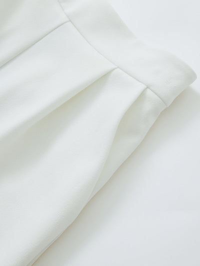 Pleated A-line Shorts Ivory - DAG-DD8509-21IvoryS - Mochi Ivory - S - D'ZAGE Designs