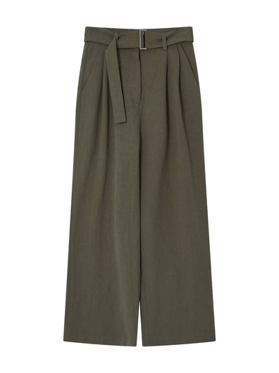 Belted Wide Leg Pants FOREST - DAG-DD8811-21ForestS - Matcha Green - S - D'ZAGE Designs