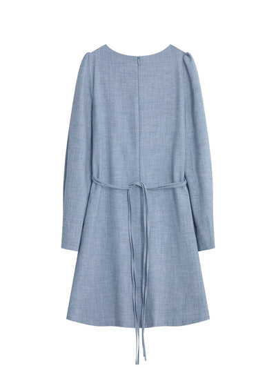 Square Neck Pintuck Mini Dress - DAG-DD9049-22LightBlueF - Baby Blue - F - D'ZAGE Designs