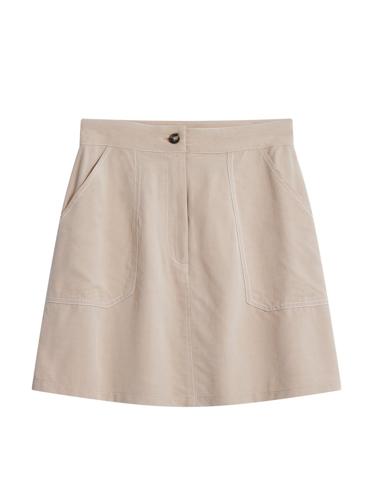 Patch Pocket Skirt ALMOND - DAG-DD8660-21AlmondS - Beige - S - D'ZAGE Designs