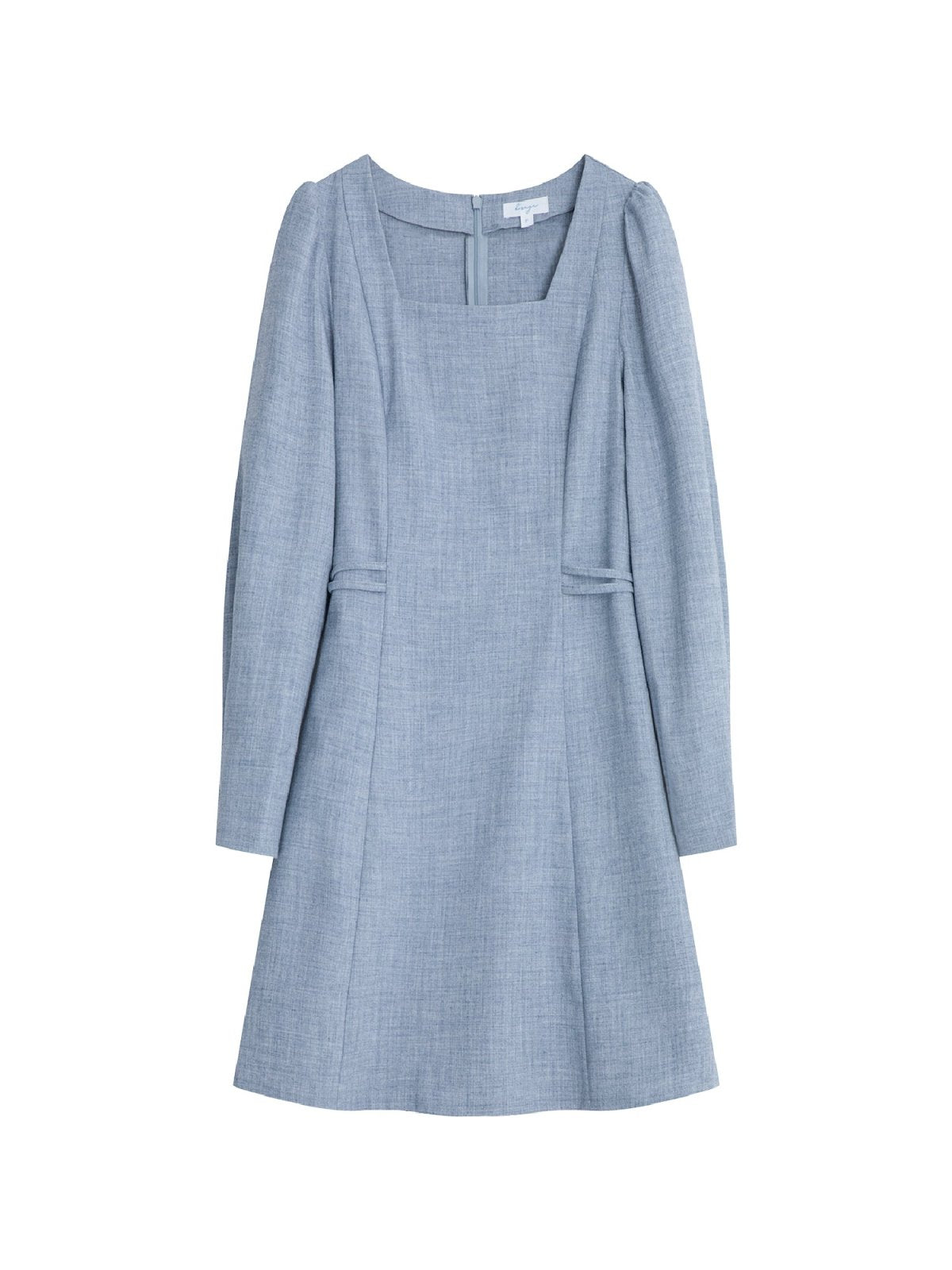 Square Neck Pintuck Mini Dress - DAG-DD9049-22LightBlueF - Baby Blue - F - D'ZAGE Designs