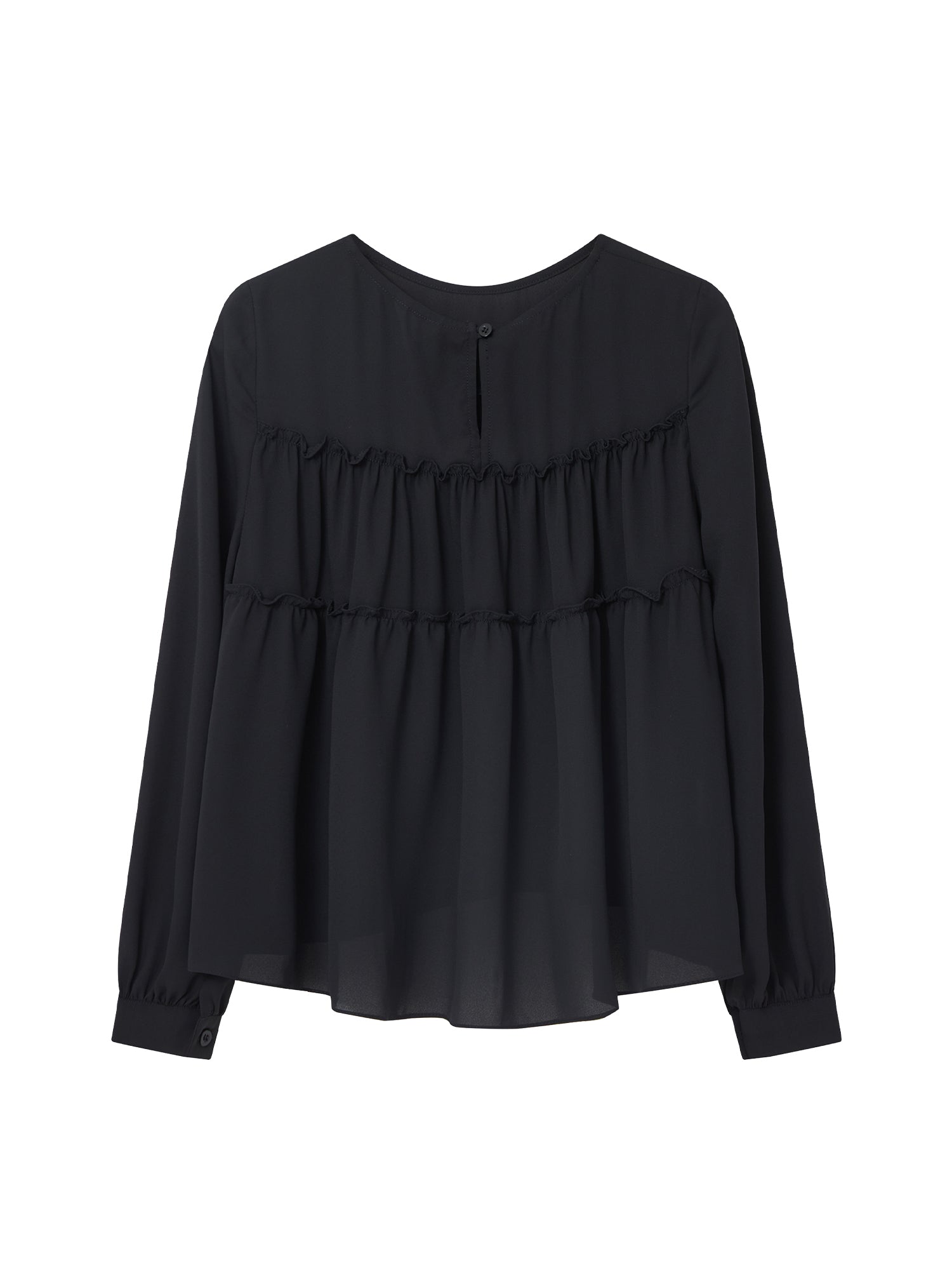 Ruffled Hem Blouse BLACK*