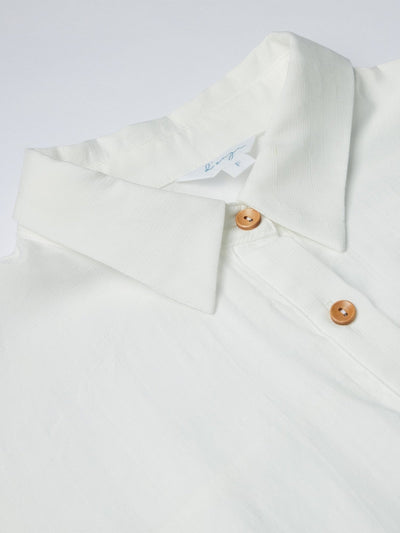 Cleo Semi Transparent Button Down Shirt IVORY - DAG-DD9482-22MochiIvoryF - Marshmallow White - F - D'ZAGE Designs
