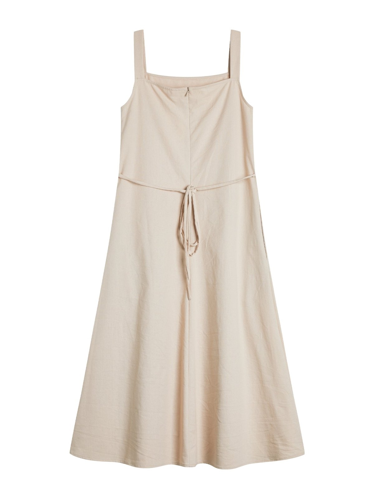 Nora Tie waist Midi Dress - DAG-DD9537-22AlmondF - Almond Cream - F - D'ZAGE Designs