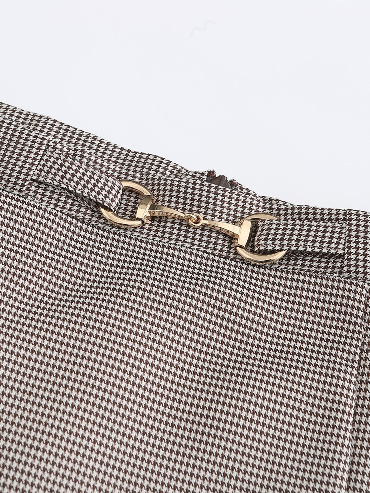 Harper Houndstooth Buckle Pleated Skirt - DAG-DD0067-22BrownieS - Brownie - S - D'ZAGE Designs