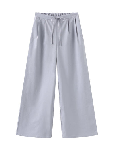 Riley Tie Waist Linen Pants - DAG-DD9535-22IndigoS - Baby Blue - S - D'ZAGE Designs