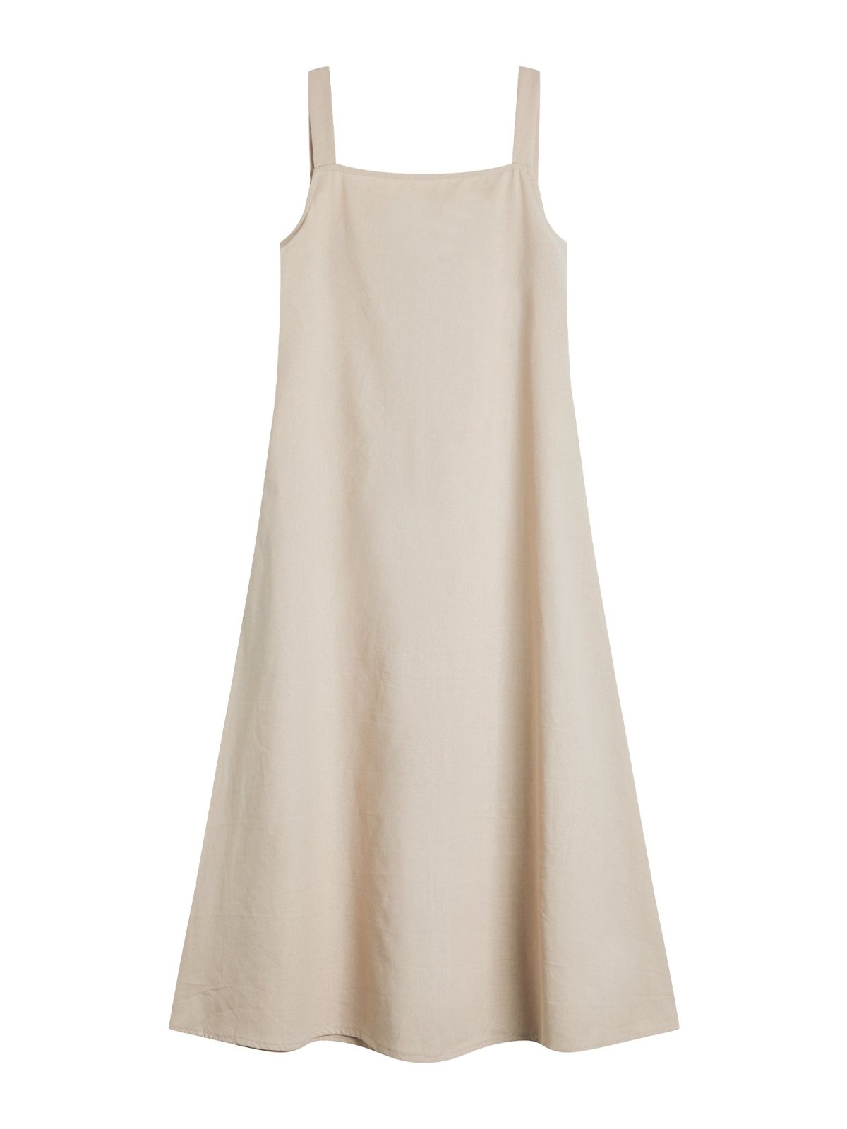 Nora Tie waist Midi Dress - DAG-DD9537-22AlmondF - Almond Cream - F - D'ZAGE Designs