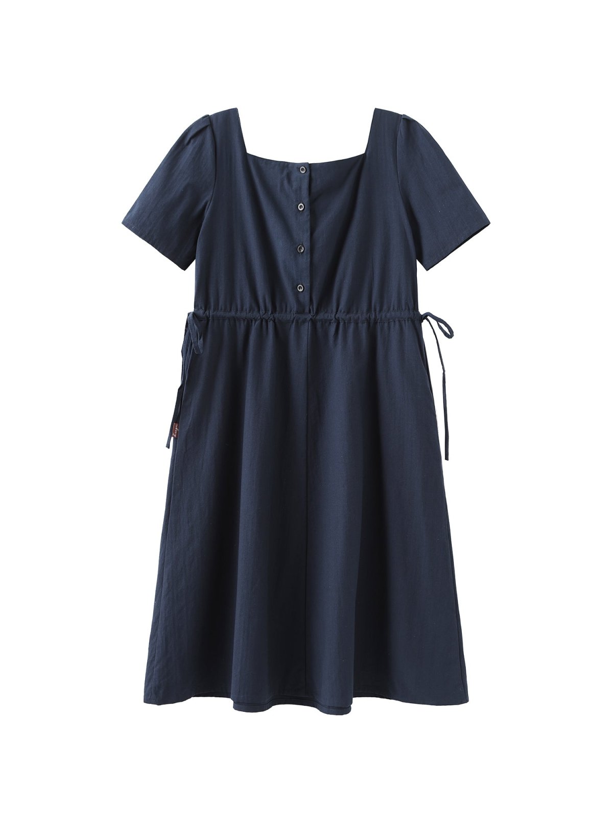Kino Cotton Two-Way Square Neck Dress - DAG-DD0155-23NavyF - Navy Blue - F - D'ZAGE Designs