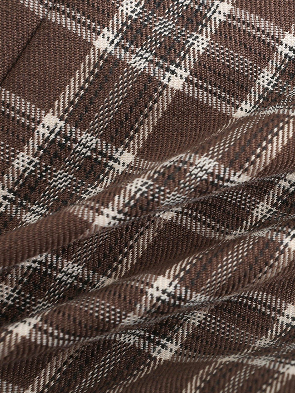 Bryne Plaid Gathered Ruffles Hem Top - DAG-DD9891-22BrownieS - Brownie - S - D'ZAGE Designs