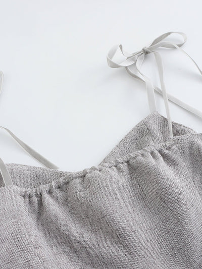 Tay Tie Shoulder Mini Top - DAG-DD0097-23LightGrayS - Gray - F - D'ZAGE Designs
