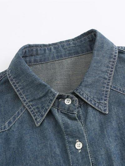 Denim Crop Shirt - DAG-G-9638-22DenimF - Denim - F - D'ZAGE Designs
