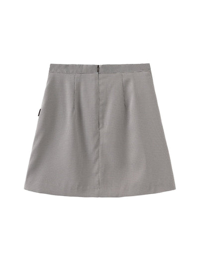 Harper Houndstooth Buckle Pleated Skirt - DAG-DD0067-22BrownieS - Brownie - S - D'ZAGE Designs