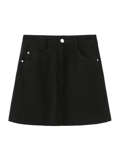 Reese Corduroy Mini Skirt - DAG-G-9854-22SesameBlackS - Black - S - D'ZAGE Designs