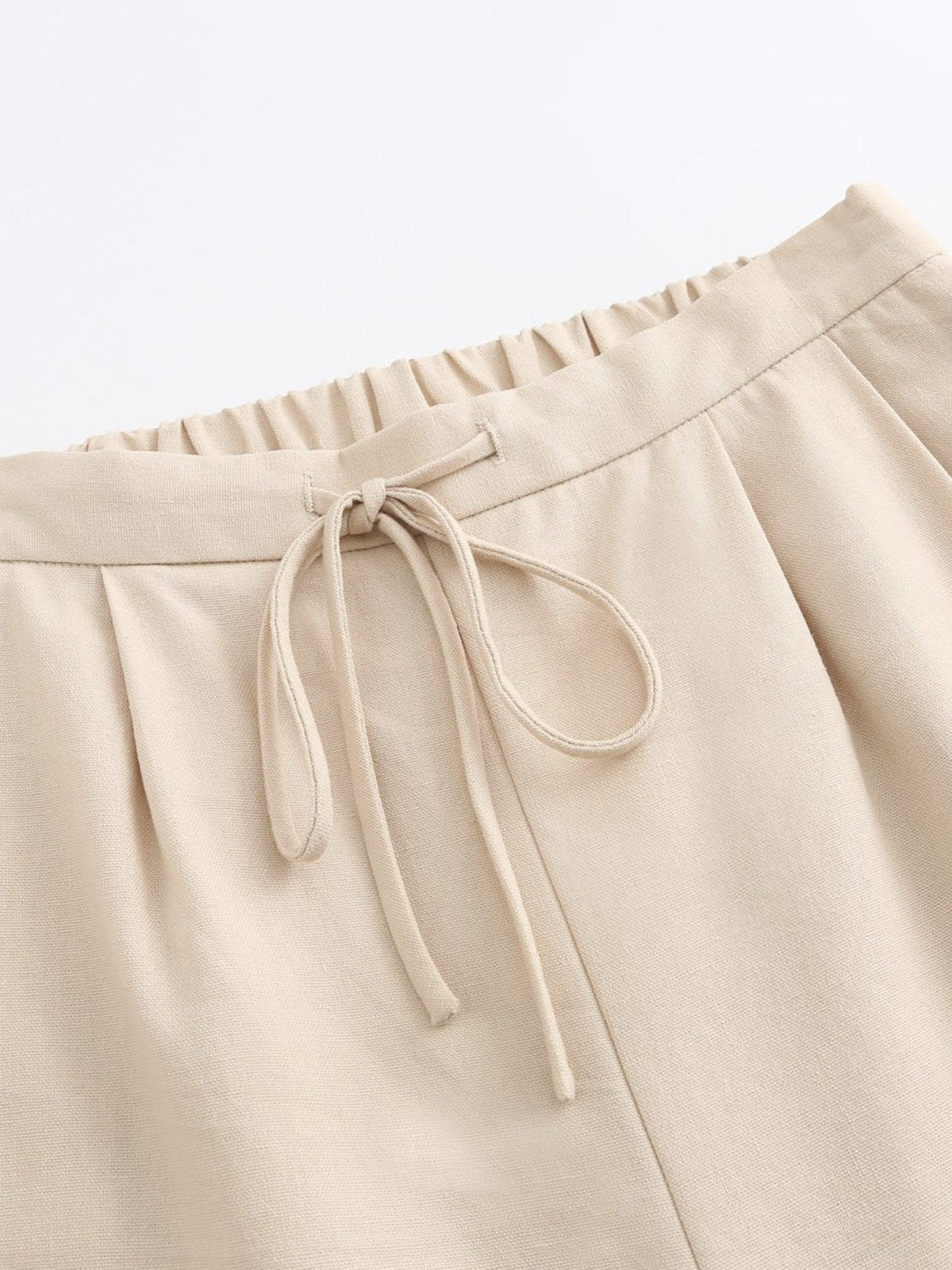 Riley Tie Waist Linen Pants - DAG-DD9535-22AlmondS - Almond Cream - S - D'ZAGE Designs
