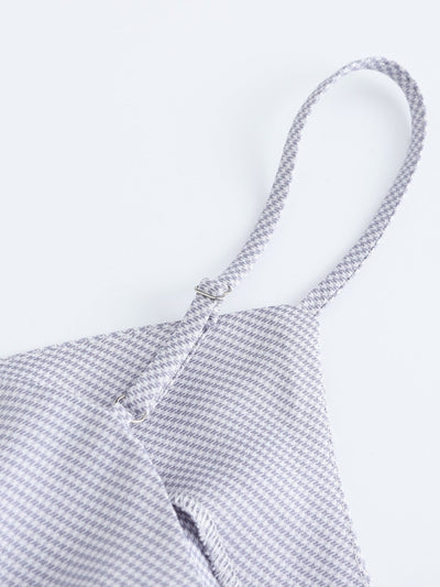 Hala Houndstooth Wrap Mini Top - DAG-DD0156-23BluePlaidS - Blue Lavender - S - D'ZAGE Designs