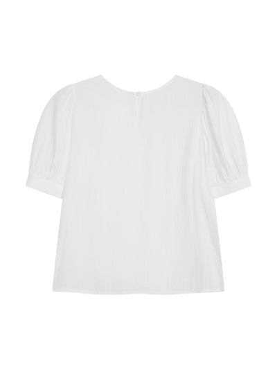 Alexa Airy Puff Sleeve Top - DAG-DD9530-22MochiIvoryF - Marshmallow White - F - D'ZAGE Designs
