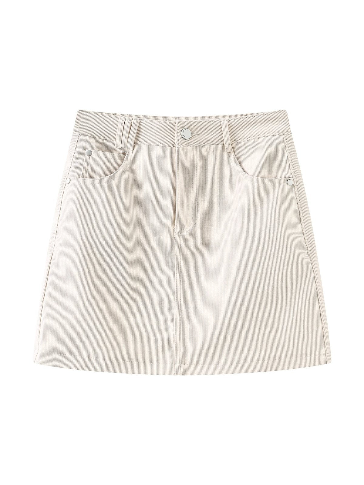Reese Corduroy Mini Skirt - DAG-G-9854-22AlmondS - Mochi Ivory - S - D'ZAGE Designs