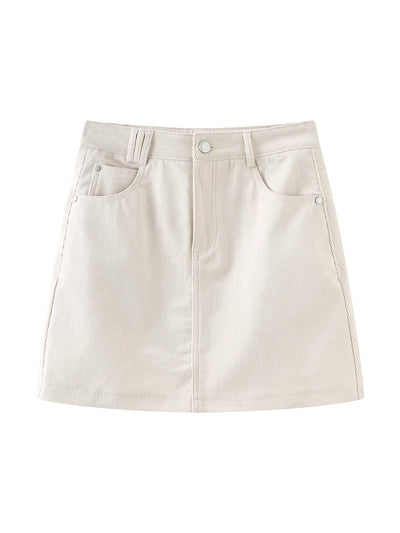 Reese Corduroy Mini Skirt - DAG-G-9854-22AlmondS - Mochi Ivory - S - D'ZAGE Designs