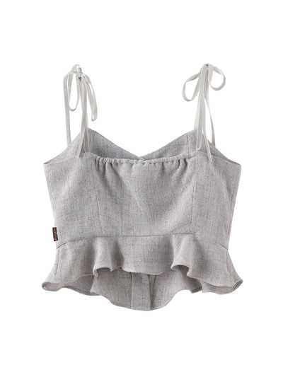 Tay Tie Shoulder Mini Top - DAG-DD0097-23LightGrayS - Gray - F - D'ZAGE Designs
