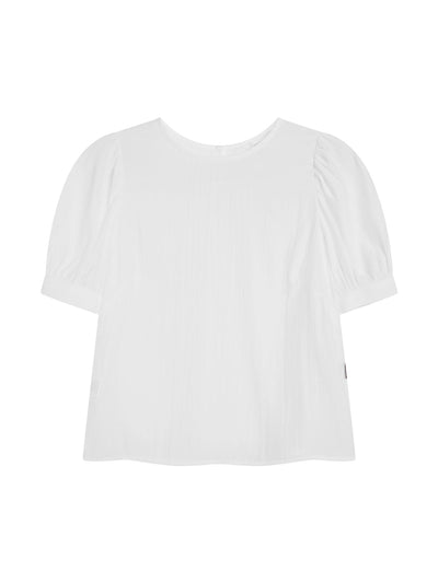 Alexa Airy Puff Sleeve Top - DAG-DD9530-22MochiIvoryF - Marshmallow White - F - D'ZAGE Designs