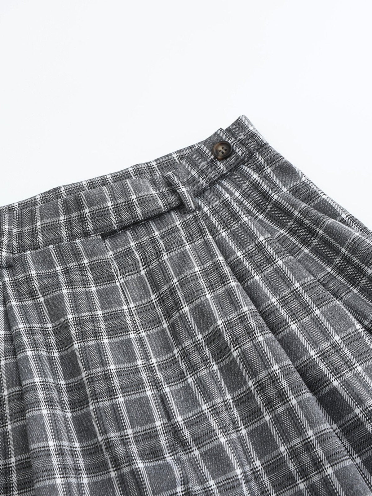 Penny Plaid Wide Leg Trousers - DAG-DD8516-23GrayPlaidS - Dark Gray - S - D'ZAGE Designs