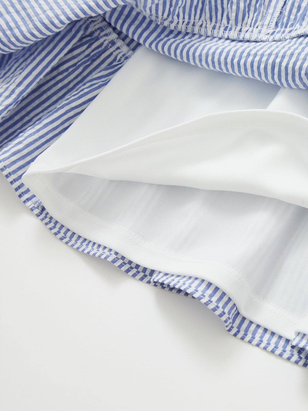 Striped Tiered Mini Dress BLUE WHITE STRIPE - DAG-DD8517-21BlueWhiteStripeF - Blue White Stripes - F - D'ZAGE Designs