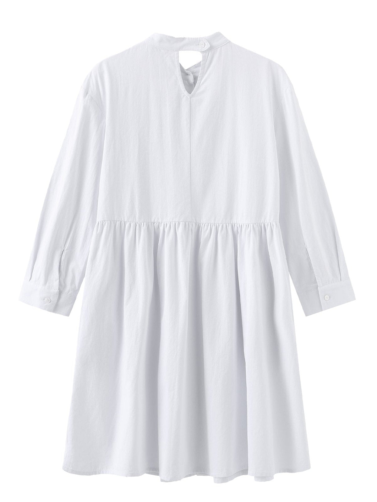 Danae Cut Out Shirt Dress - DAG-DD9619-22MochiIvoryF - Marshmallow White - F - D'ZAGE Designs