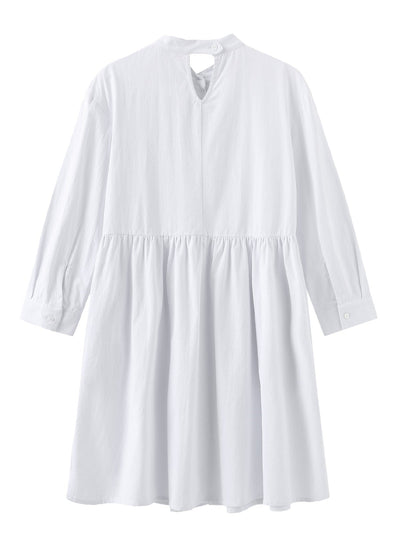 Danae Cut Out Shirt Dress - DAG-DD9619-22MochiIvoryF - Marshmallow White - F - D'ZAGE Designs
