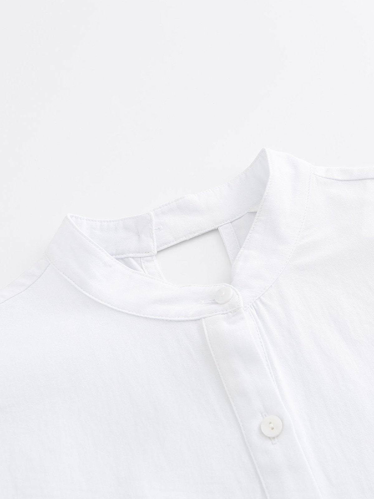 Danae Cut Out Shirt Dress - DAG-DD9619-22MochiIvoryF - Marshmallow White - F - D'ZAGE Designs
