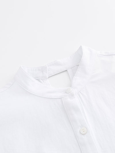 Danae Cut Out Shirt Dress - DAG-DD9619-22MochiIvoryF - Marshmallow White - F - D'ZAGE Designs